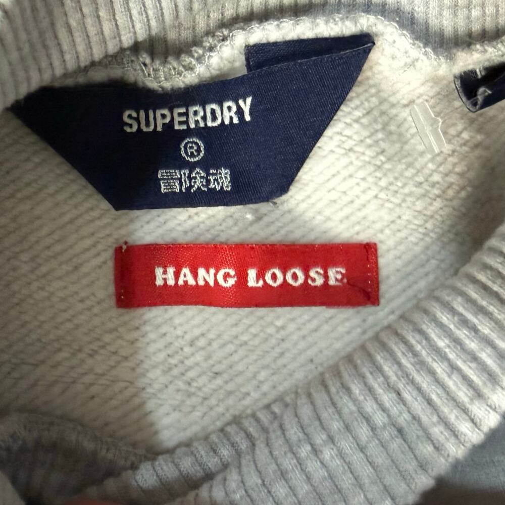 Superdry Grey Vintage Cali Stripe 70s Style Mock Neck Crew Sweatshirt Size 4 - Picture 3 of 11